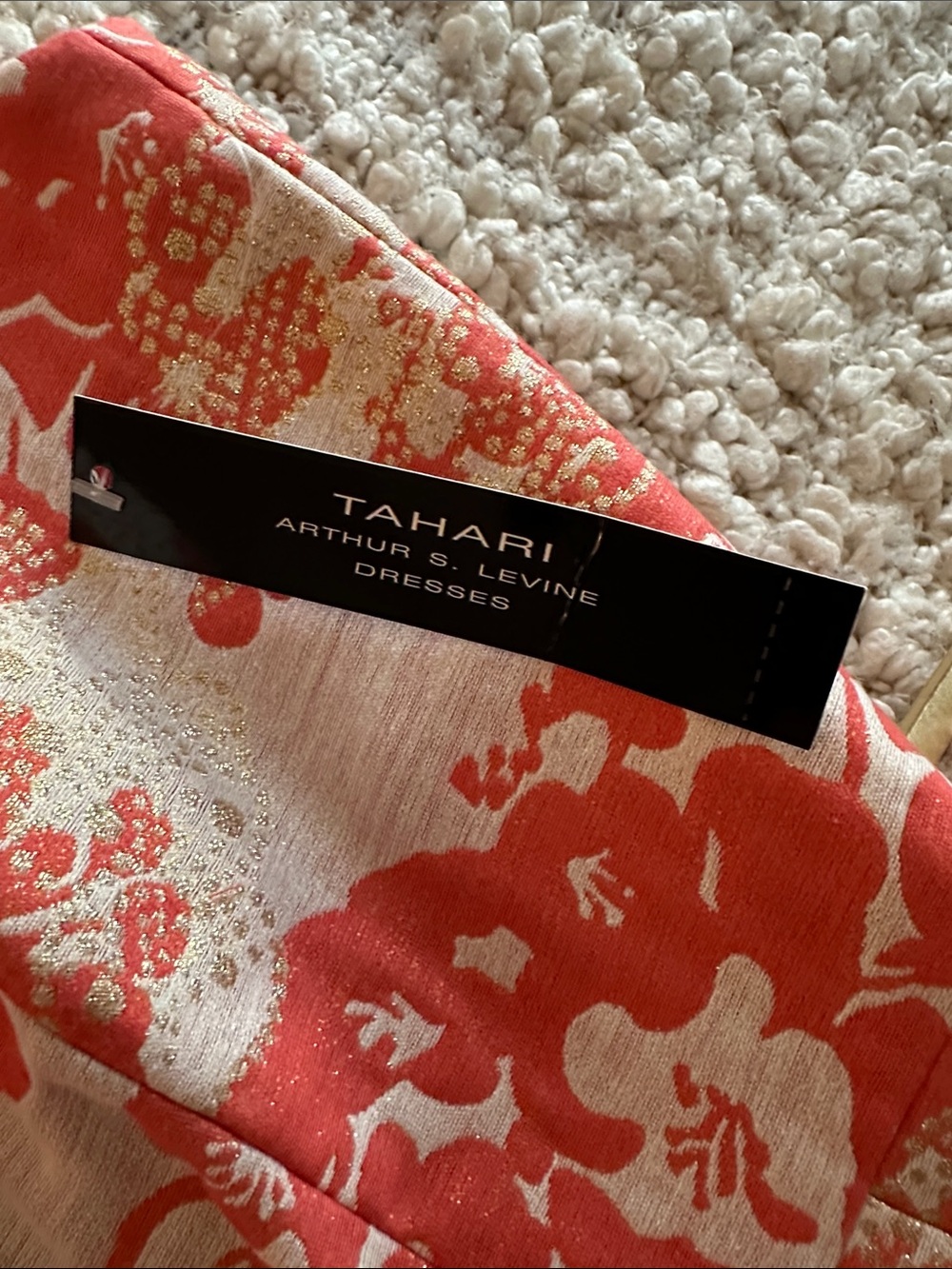 NWT Tahari Arthur Levine Retro Coral and Gold Brocade Cocktail Dress “Bonnie” - Picture 9 of 15